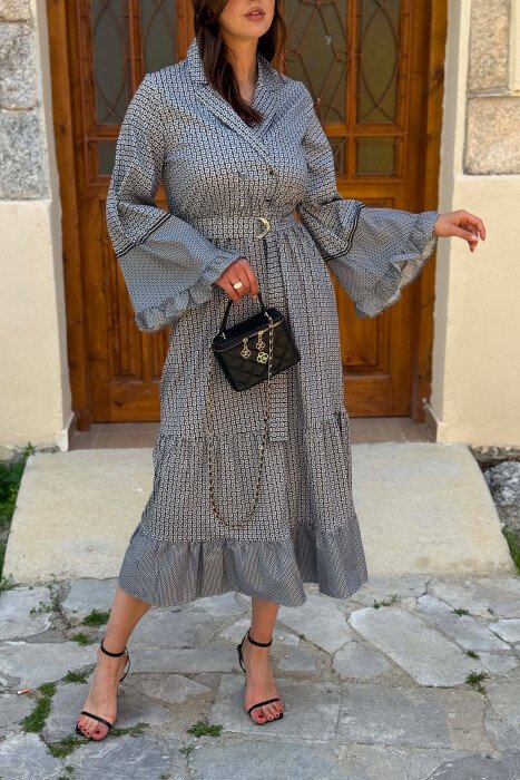DIFFERENT DESIGN LONG SLEEVE WOMAN DRESS GREY/GRI - 4