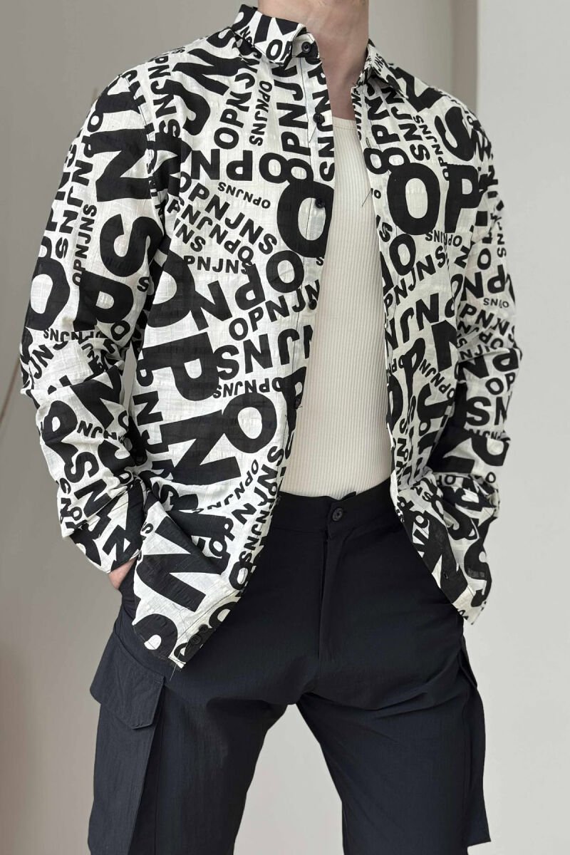 DIFFERENT DESIGN LONG SLEEVES MEN SHIRT BLACK-CREAM/ZEKR - 2