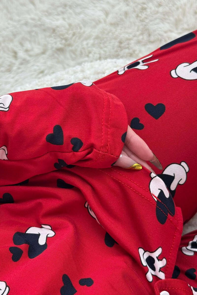 DIFFERENT DESIGN SHIRT+SWEATPANTS WOMEN PYJAMAS RED/E KUQE - 6