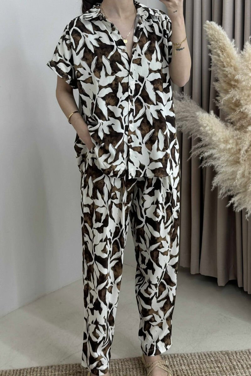 DIFFERENT DESIGN SHIRT+TROUSERS WOMEN SET BROWN/KAFE - 4