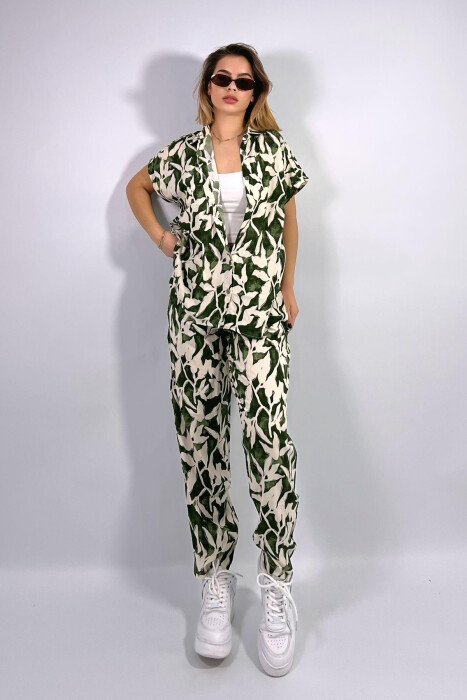 DIFFERENT DESIGN SHIRT+TROUSERS WOMEN SET GREEN/JESHILE - 1