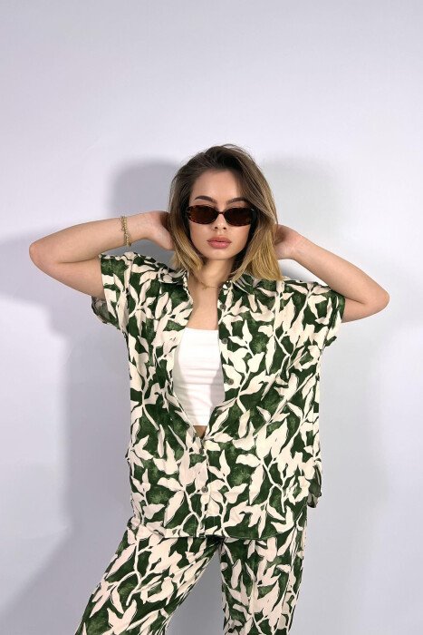 DIFFERENT DESIGN SHIRT+TROUSERS WOMEN SET GREEN/JESHILE - 4