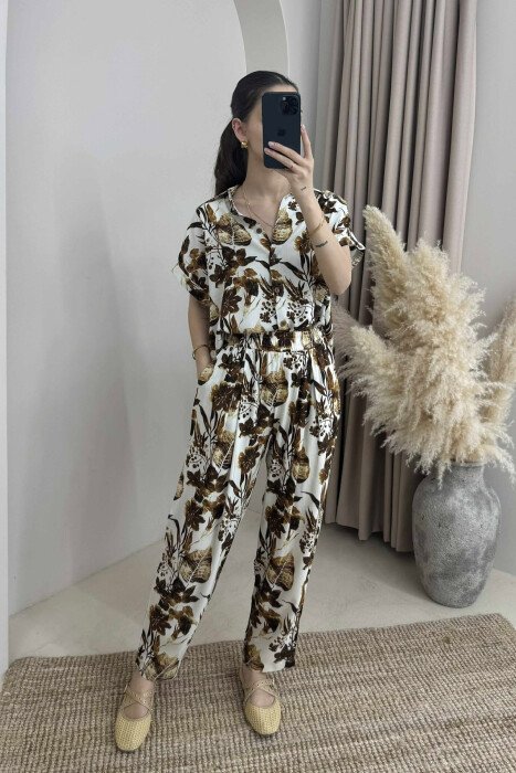 DIFFERENT DESIGN SHIRT+TROUSERS WOMEN SET LIGHT BROWN/KAZB 