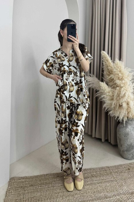 DIFFERENT DESIGN SHIRT+TROUSERS WOMEN SET LIGHT BROWN/KAZB - 2