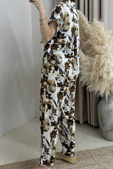 DIFFERENT DESIGN SHIRT+TROUSERS WOMEN SET LIGHT BROWN/KAZB - 5
