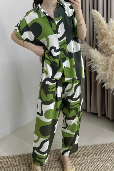 DIFFERENT DESIGN SHIRT+TROUSERS WOMEN SET LIGHT GREEN/JEZB - 3