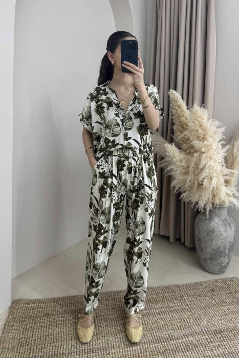 DIFFERENT DESIGN SHIRT+TROUSERS WOMEN SET OLIVE/ULLI 