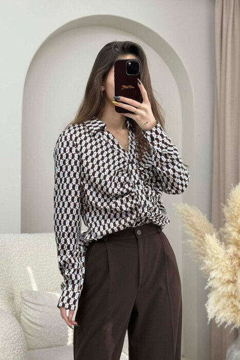 DIFFERENT DESIGN SIMPLE WOMEN SHIRT BROWN/KAFE 