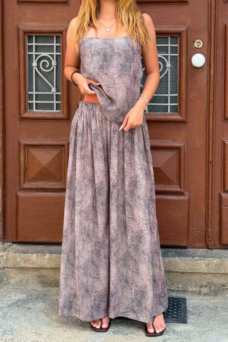 DIFFERENT DESIGN TANK TOP+ TROUSERS WOMAN SET BEIGE/BEZHE - 3