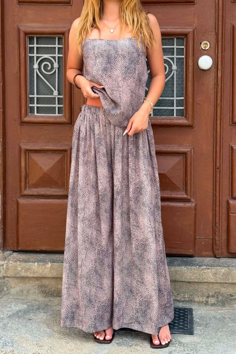 DIFFERENT DESIGN TANK TOP+ TROUSERS WOMAN SET BEIGE/BEZHE - 3