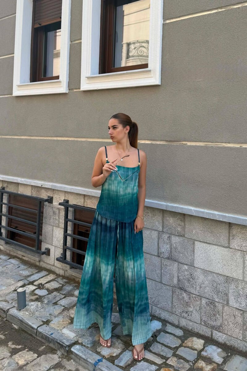 DIFFERENT DESIGN TANK TOP+ TROUSERS WOMAN SET BLUE STONE/GK - 1