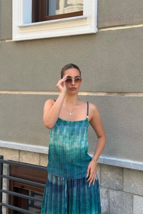 DIFFERENT DESIGN TANK TOP+ TROUSERS WOMAN SET BLUE STONE/GK - 3