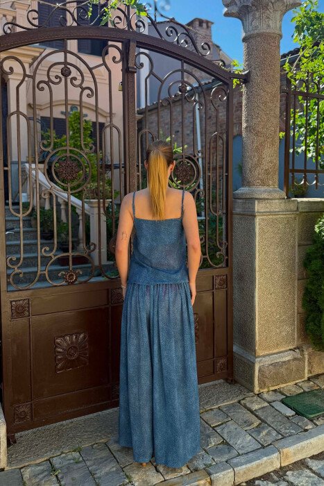 DIFFERENT DESIGN TANK TOP+ TROUSERS WOMAN SET BLUE/BLU - 3