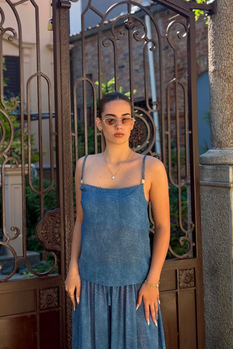 DIFFERENT DESIGN TANK TOP+ TROUSERS WOMAN SET BLUE/BLU - 5