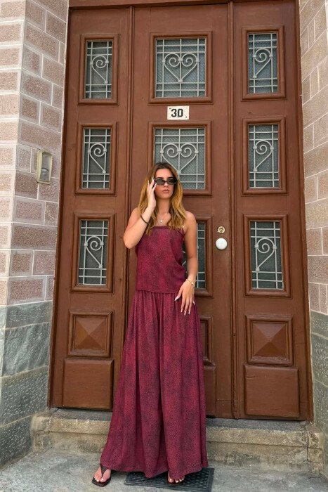 DIFFERENT DESIGN TANK TOP+ TROUSERS WOMAN SET BURGUNDY/VISHNJE - 1