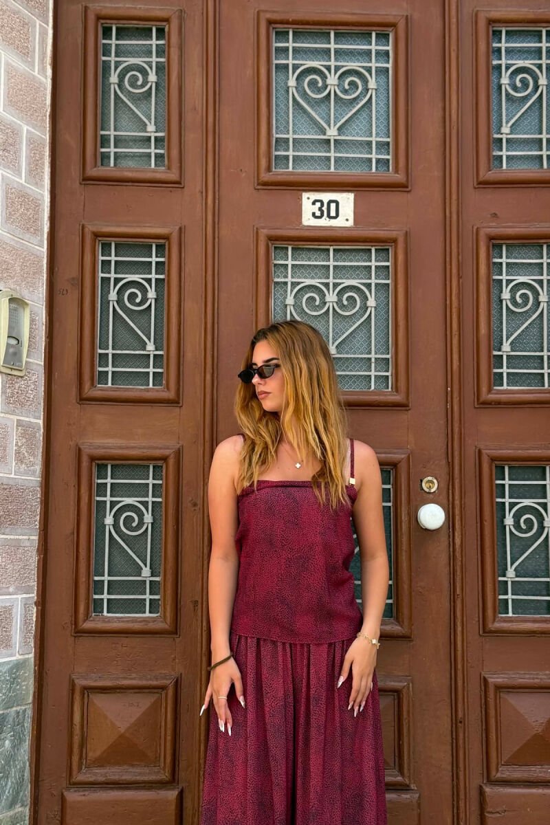 DIFFERENT DESIGN TANK TOP+ TROUSERS WOMAN SET BURGUNDY/VISHNJE - 2
