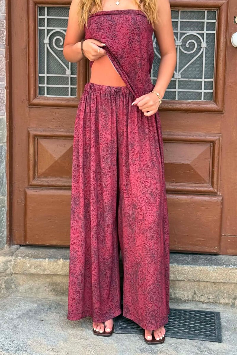 DIFFERENT DESIGN TANK TOP+ TROUSERS WOMAN SET BURGUNDY/VISHNJE - 3