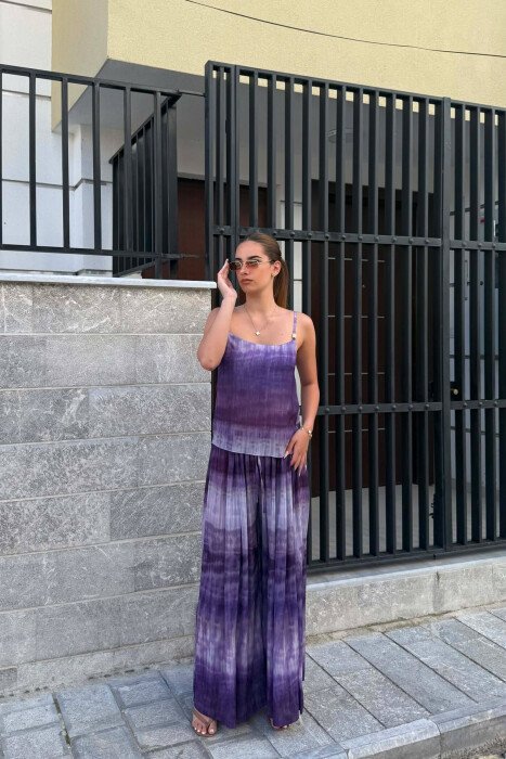 DIFFERENT DESIGN TANK TOP+ TROUSERS WOMAN SET PURPLE/LEJLA - 2