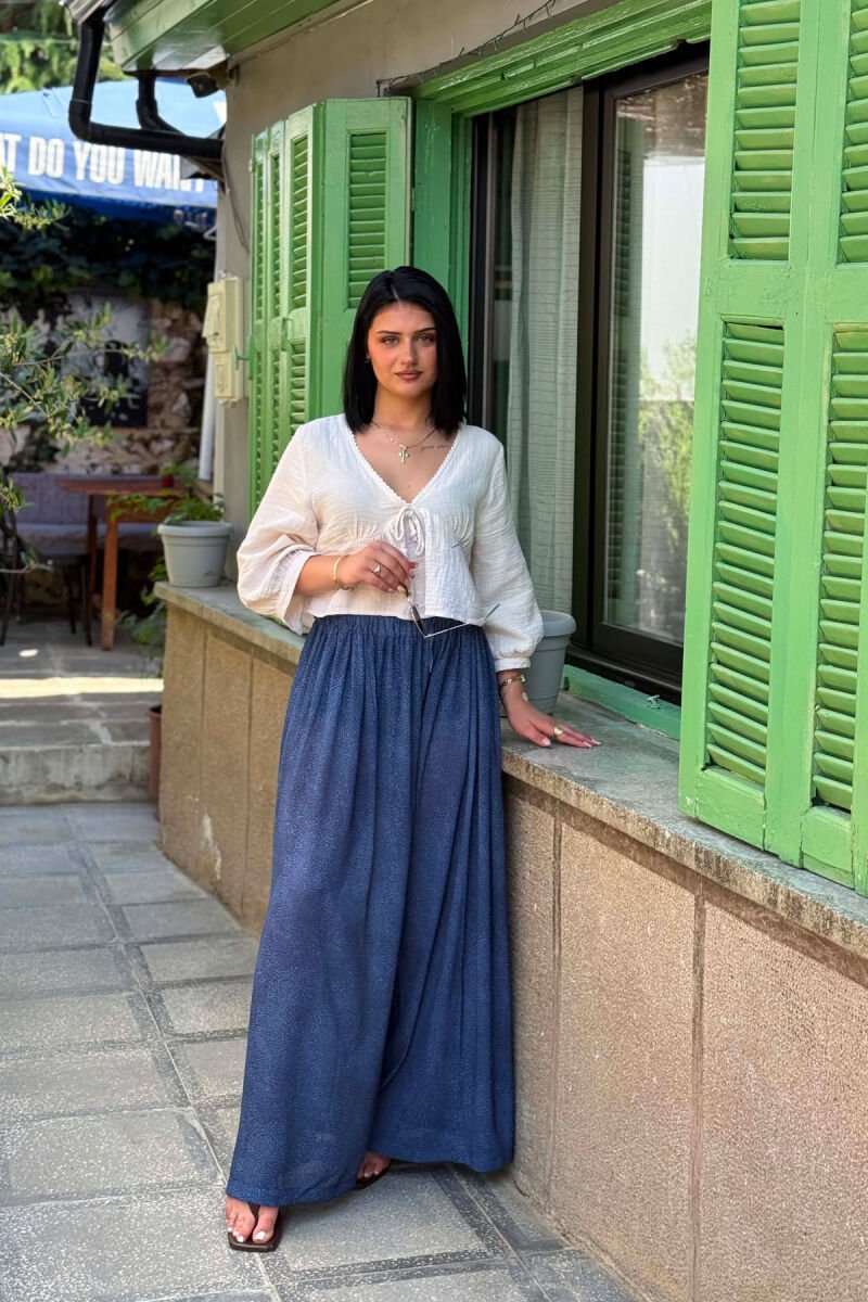 DIFFERENT DESIGN WIDE LEG WOMAN TROUSERS BLUE/BLU - 1
