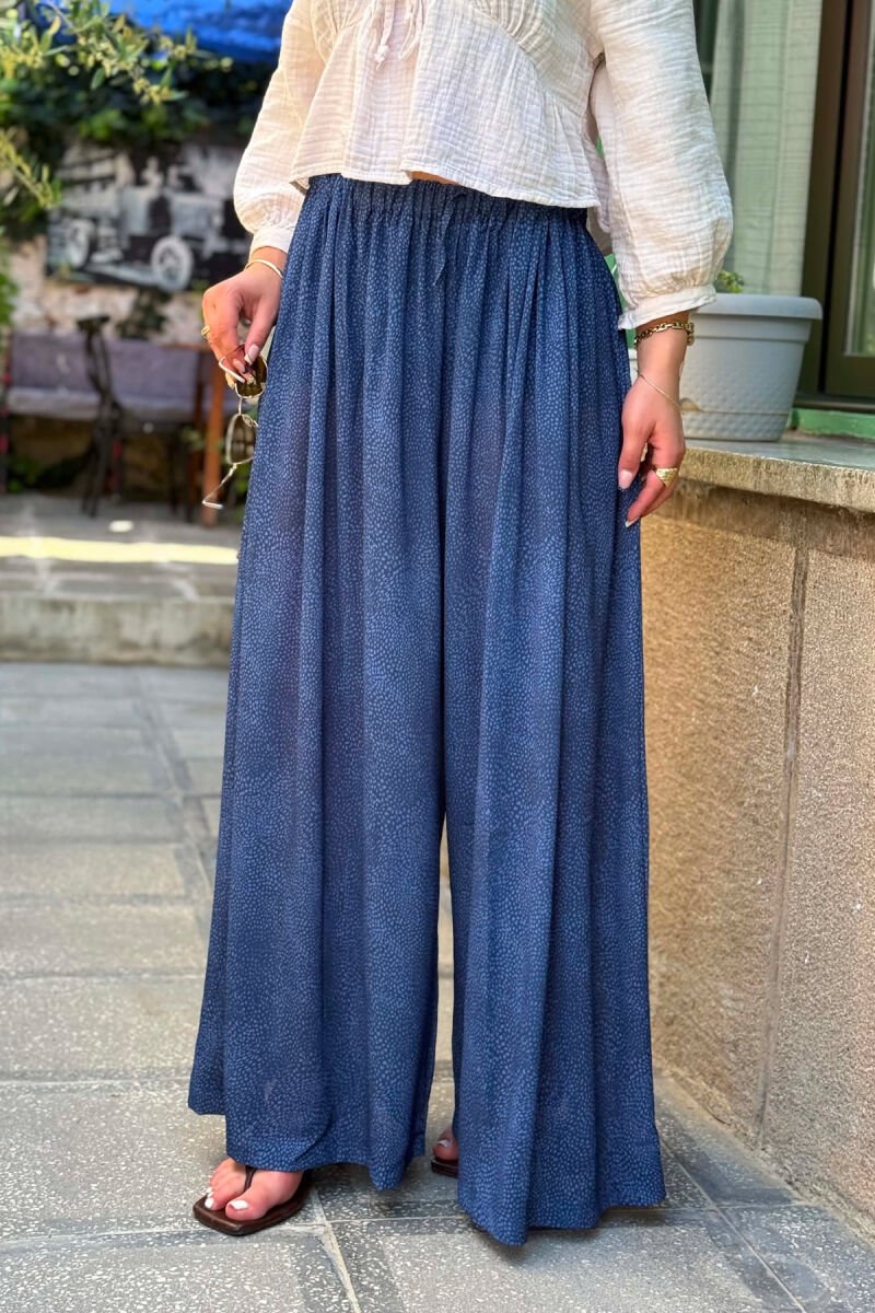 DIFFERENT DESIGN WIDE LEG WOMAN TROUSERS BLUE/BLU - 4