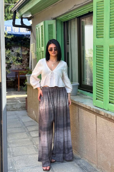 DIFFERENT DESIGN WIDE LEG WOMAN TROUSERS GREY/GRI 