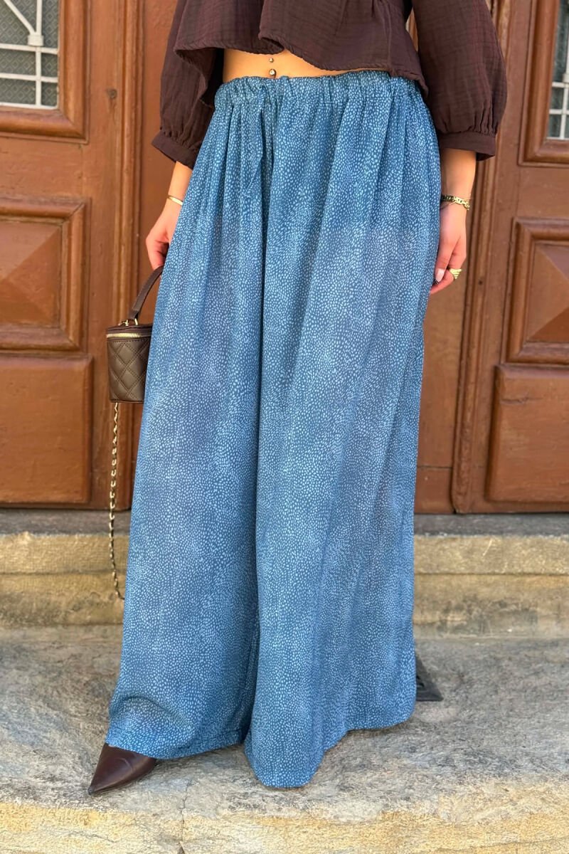 DIFFERENT DESIGN WIDE LEG WOMAN TROUSERS LIGHTBLUE/BZ - 5