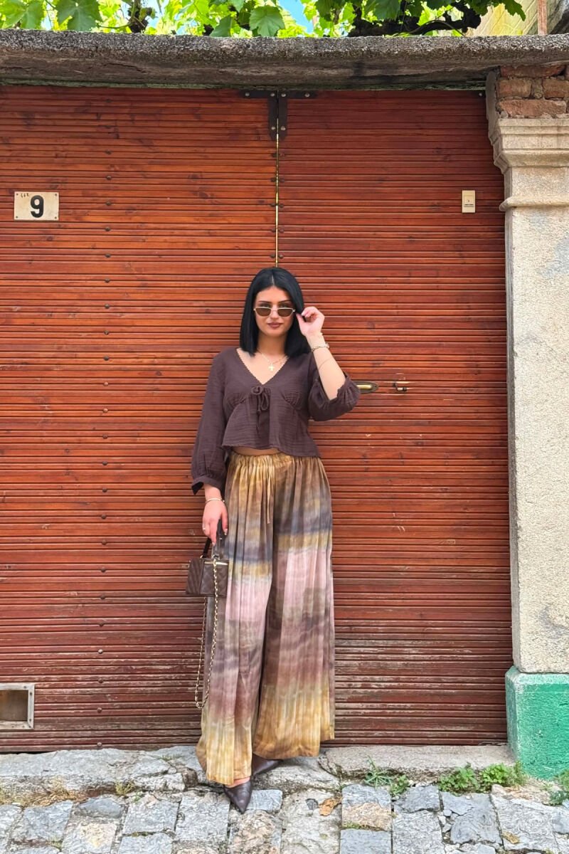 DIFFERENT DESIGN WIDE LEG WOMAN TROUSERS MUSTARD/MUSTARDE - 1