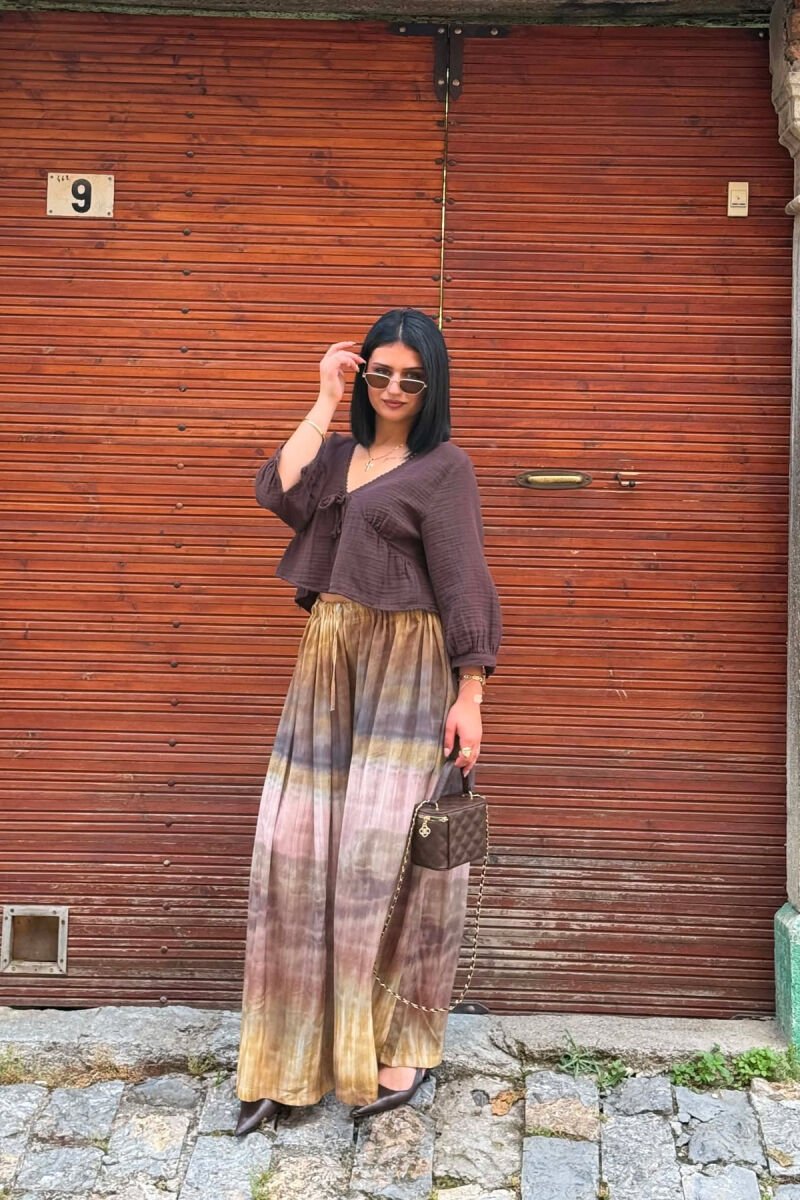 DIFFERENT DESIGN WIDE LEG WOMAN TROUSERS MUSTARD/MUSTARDE - 2