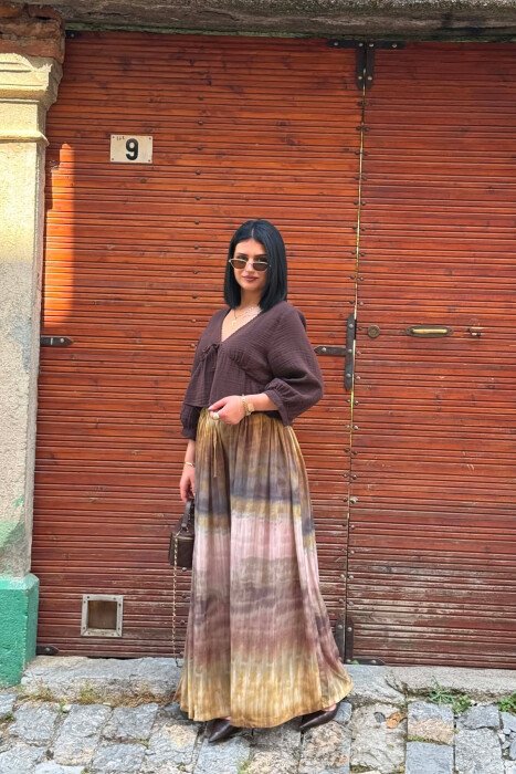 DIFFERENT DESIGN WIDE LEG WOMAN TROUSERS MUSTARD/MUSTARDE - 3