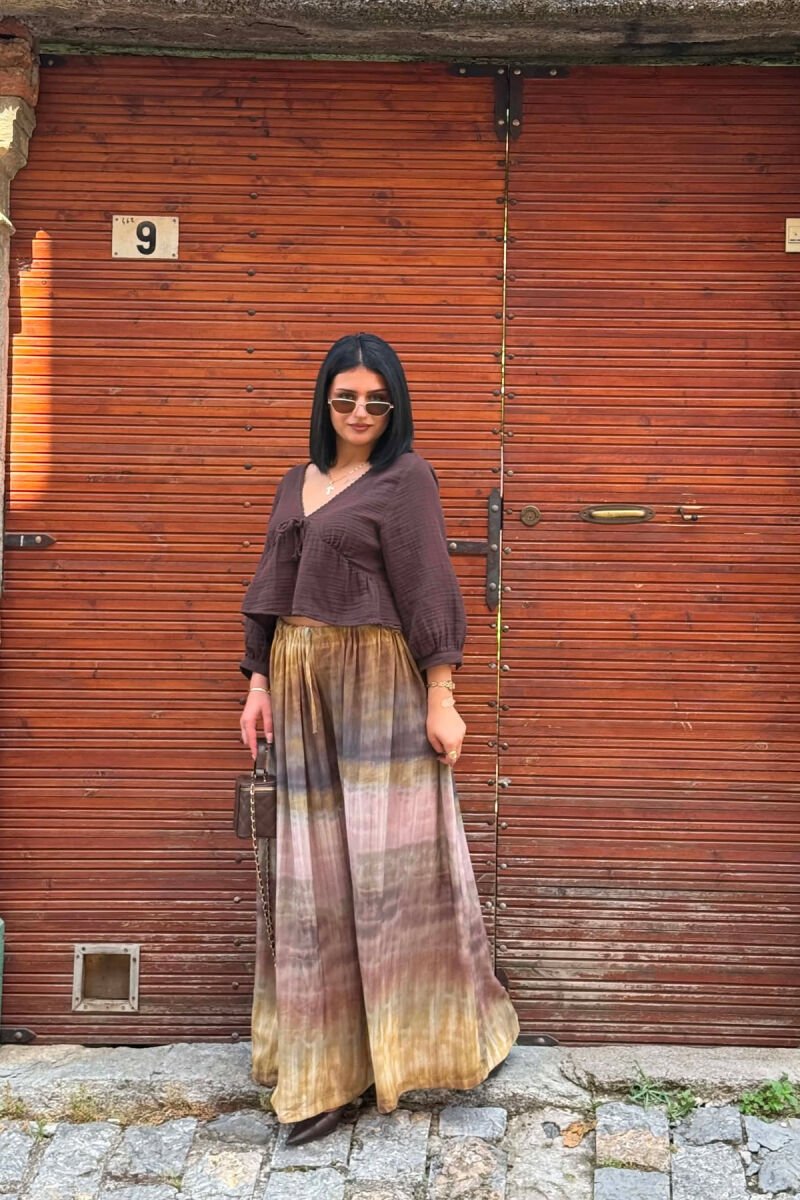 DIFFERENT DESIGN WIDE LEG WOMAN TROUSERS MUSTARD/MUSTARDE - 6