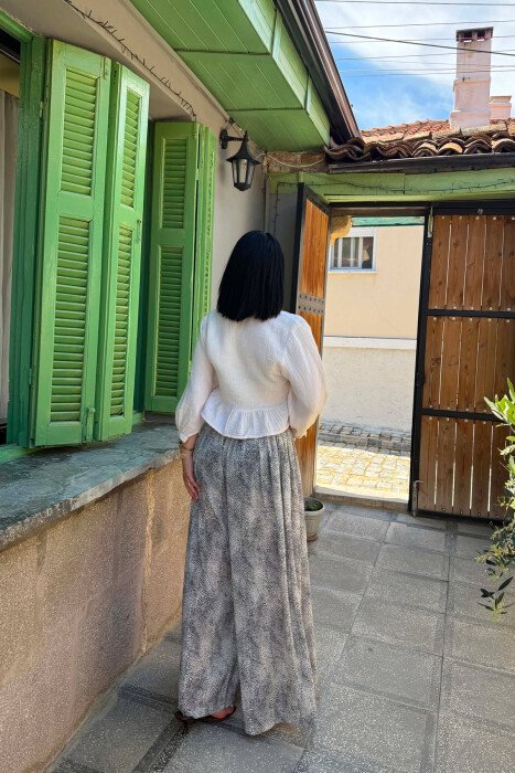 DIFFERENT DESIGN WIDE LEG WOMAN TROUSERS WHITE-E BARDHE - 3