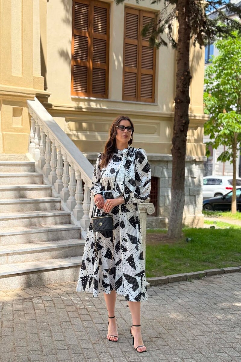 DIFFERENT DESIGN WOMAN DRESS BLACK-WHITE/ZB - 5