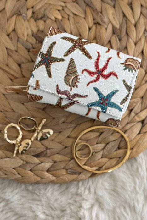 PORTOFOL ME DIZAJNE TË NDRYSHME PËR FEMRA NË NGJYRËN KREM - 