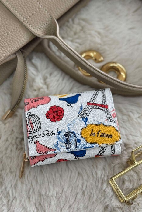 DIFFERENT DESIGNS SMALL WOMEN WALLET WHITE-BLUE/BABL - 