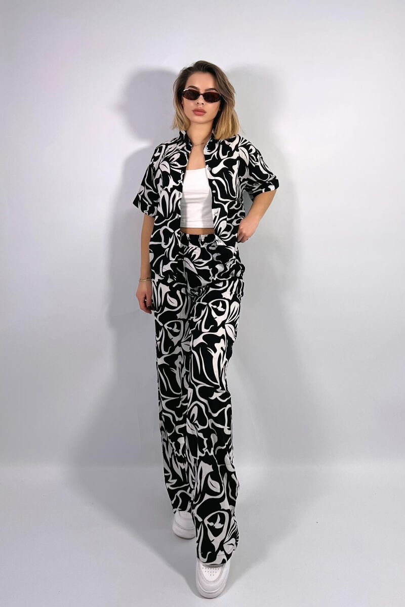 DIFFERENT PATTERN SHIRT+TROUSERS WOMEN SET BLACK/ E ZEZE - 2