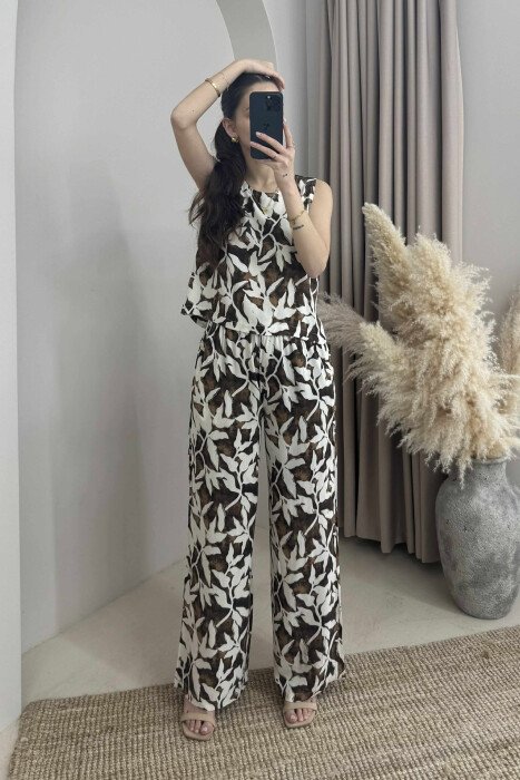 DIFFERENT PATTERNS DESIGN WOMEN SET BROWN/KAFE - 2