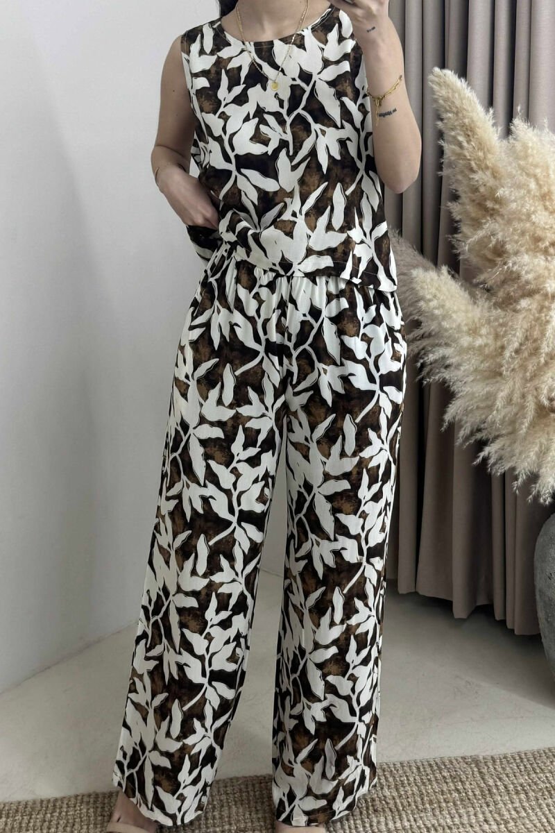DIFFERENT PATTERNS DESIGN WOMEN SET BROWN/KAFE - 3