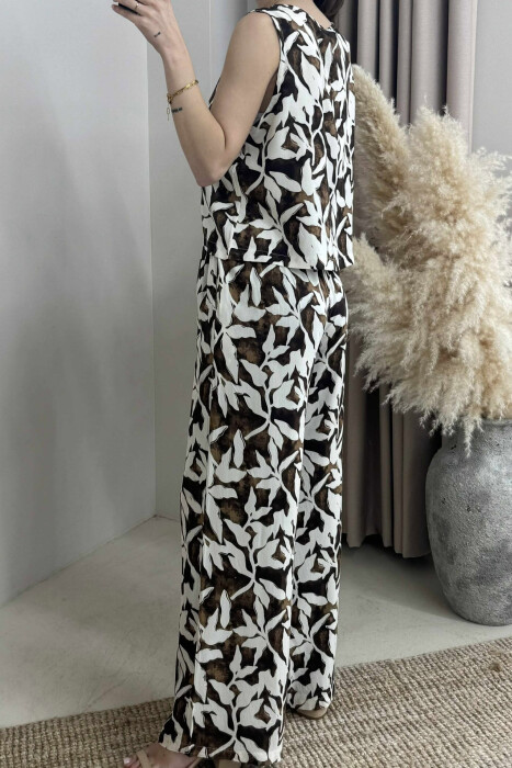 DIFFERENT PATTERNS DESIGN WOMEN SET BROWN/KAFE - 4