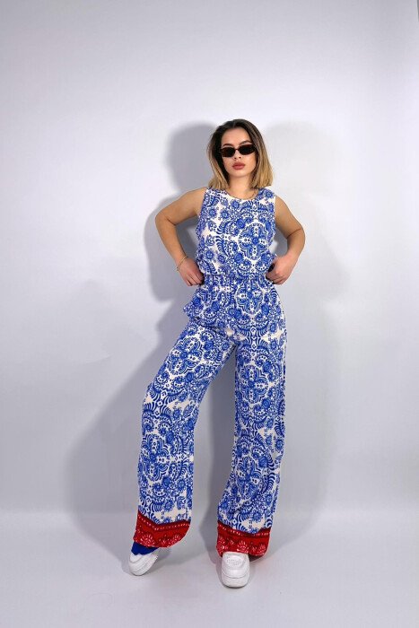 DIFFERENT PATTERNS DESIGN WOMEN SET LIGHTBLUE/BZ - 7