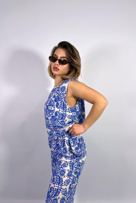 DIFFERENT PATTERNS DESIGN WOMEN SET LIGHTBLUE/BZ - 6