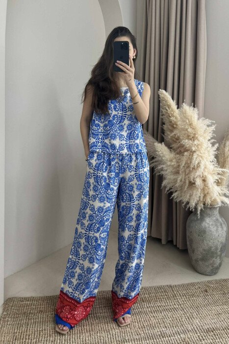 DIFFERENT PATTERNS DESIGN WOMEN SET LIGHTBLUE/BZ - 2