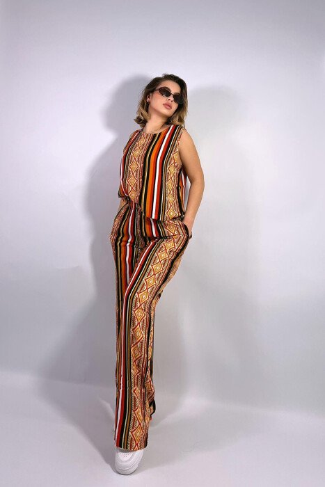 DIFFERENT PATTERNS DESIGN WOMEN SET ORANGE/PORTOKALLI - 3