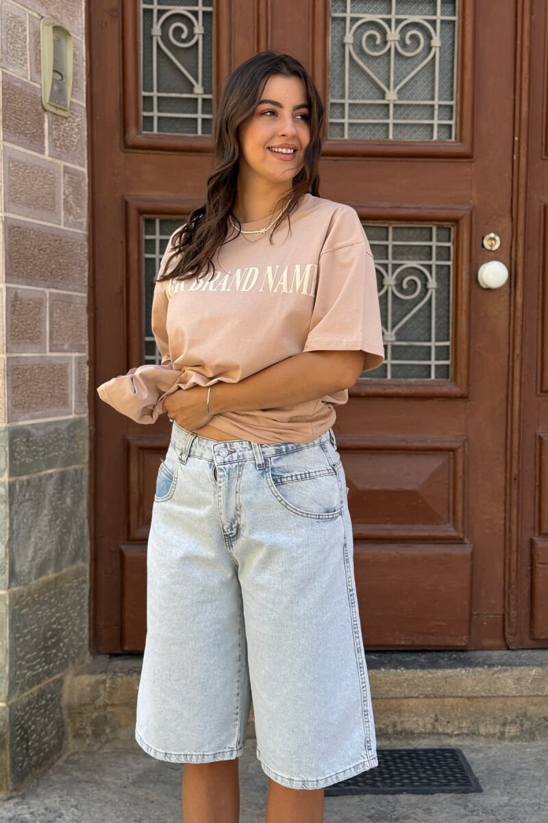DOLLAR IMAGE WRITTING WOMEN T-SHIRT BEIGE/BEZHE - 2