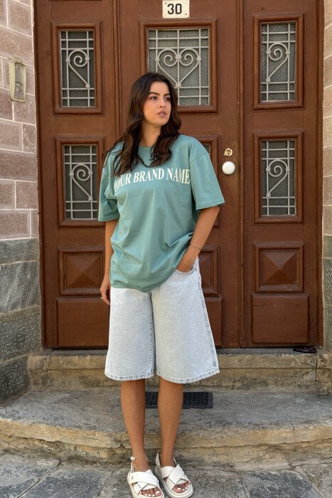 DOLLAR IMAGE WRITTING WOMEN T-SHIRT DARK MINT/MENTE ERRET - 1