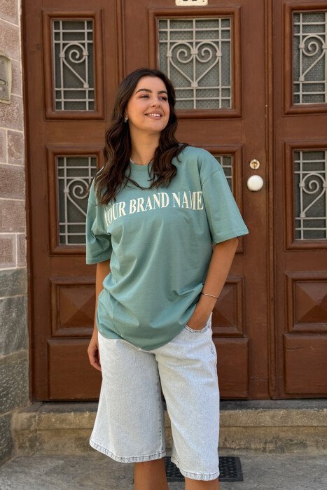 DOLLAR IMAGE WRITTING WOMEN T-SHIRT DARK MINT/MENTE ERRET - 2