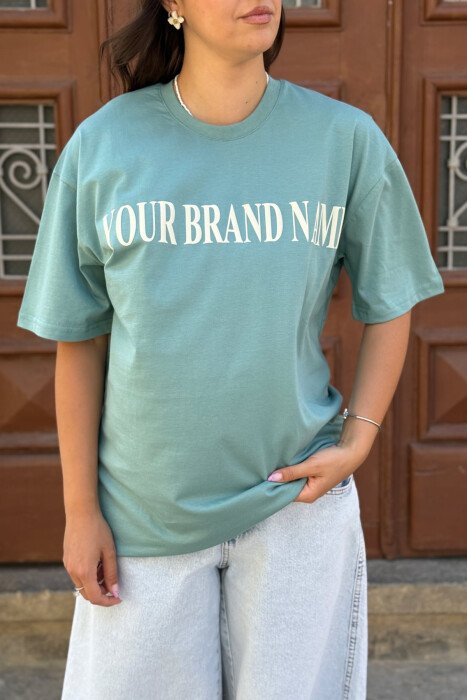 DOLLAR IMAGE WRITTING WOMEN T-SHIRT DARK MINT/MENTE ERRET - 4