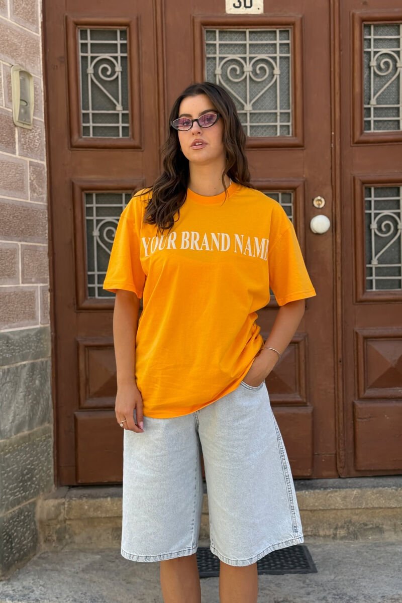 DOLLAR IMAGE WRITTING WOMEN T-SHIRT MUSTARD/MUSTARDE - 2