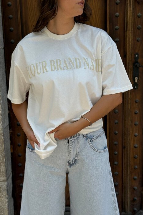 DOLLAR IMAGE WRITTING WOMEN T-SHIRT WHITE-E BARDHE - 3