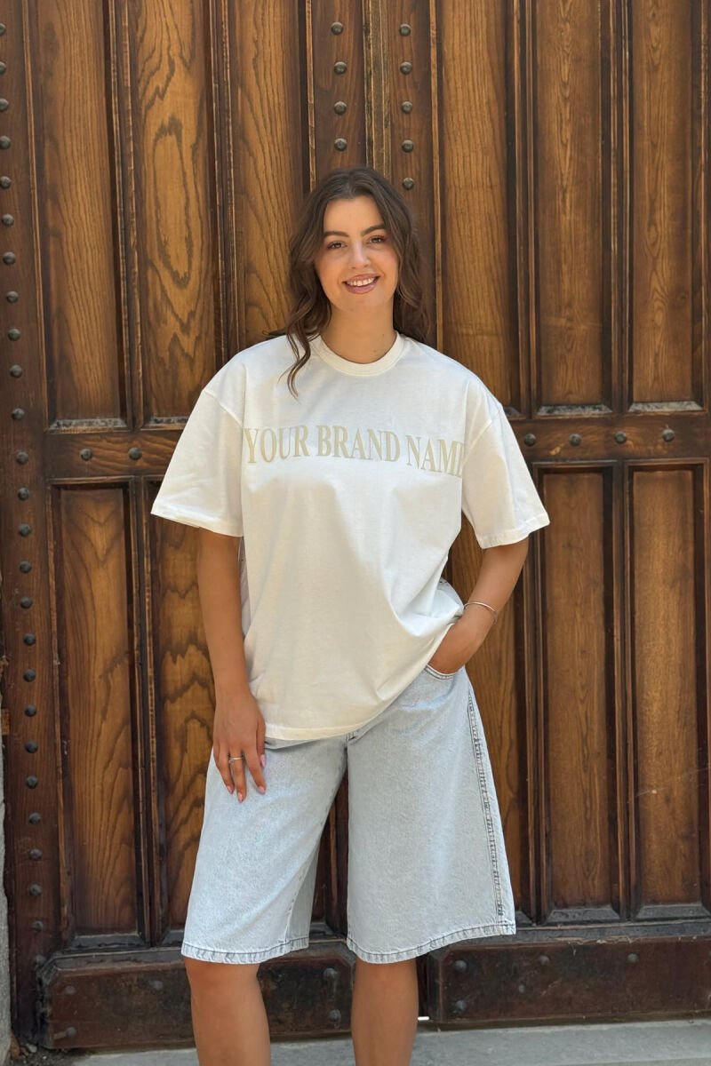 DOLLAR IMAGE WRITTING WOMEN T-SHIRT WHITE-E BARDHE - 2