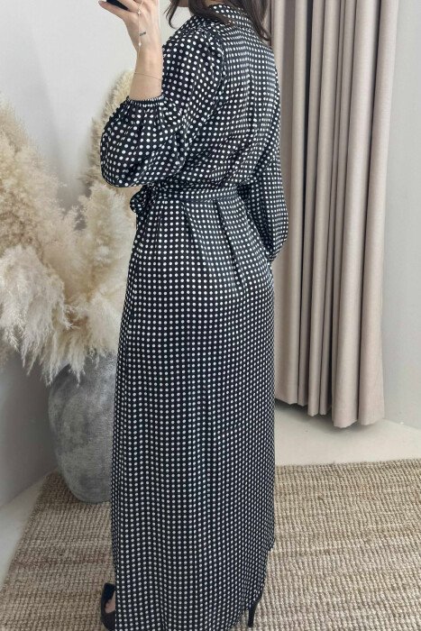 DOTS DESIGN BUTTONS LACING WOMEN DRESS BLACK/ E ZEZE - 4